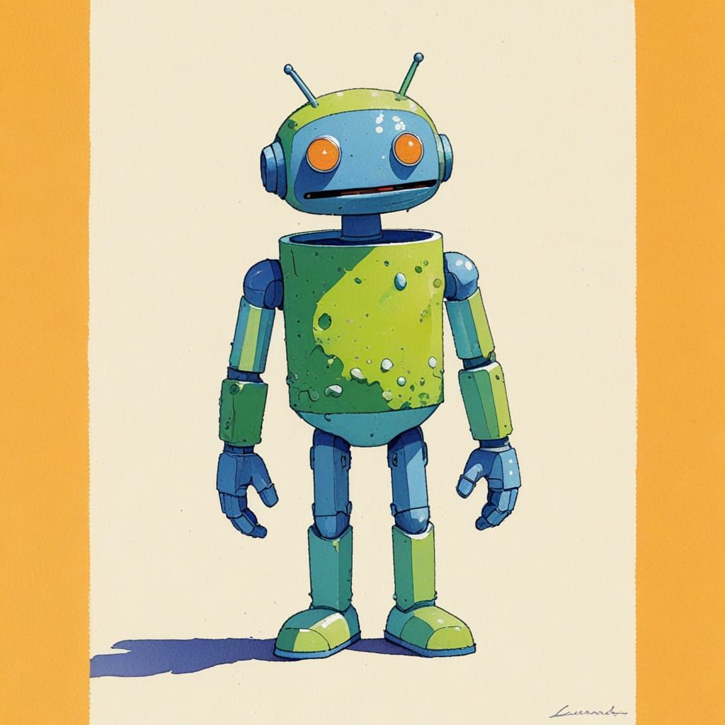 Small Pastel Android in Retro Comic Style
