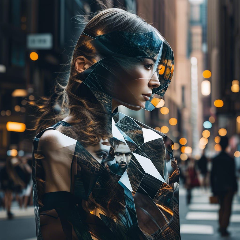 Fragmented Identity Portrait in Double Exposure