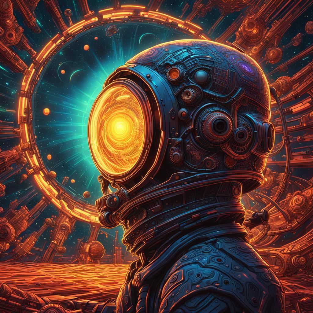 Psychedelic Sci-Fi Lamp in Interstellar Landscape