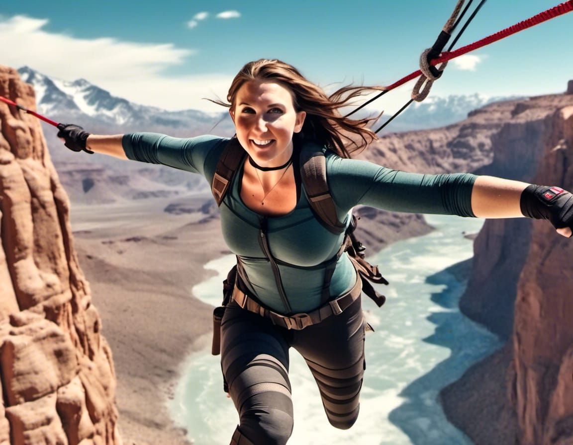 Black Widow Zipline Stunt Double in Photorealistic Style