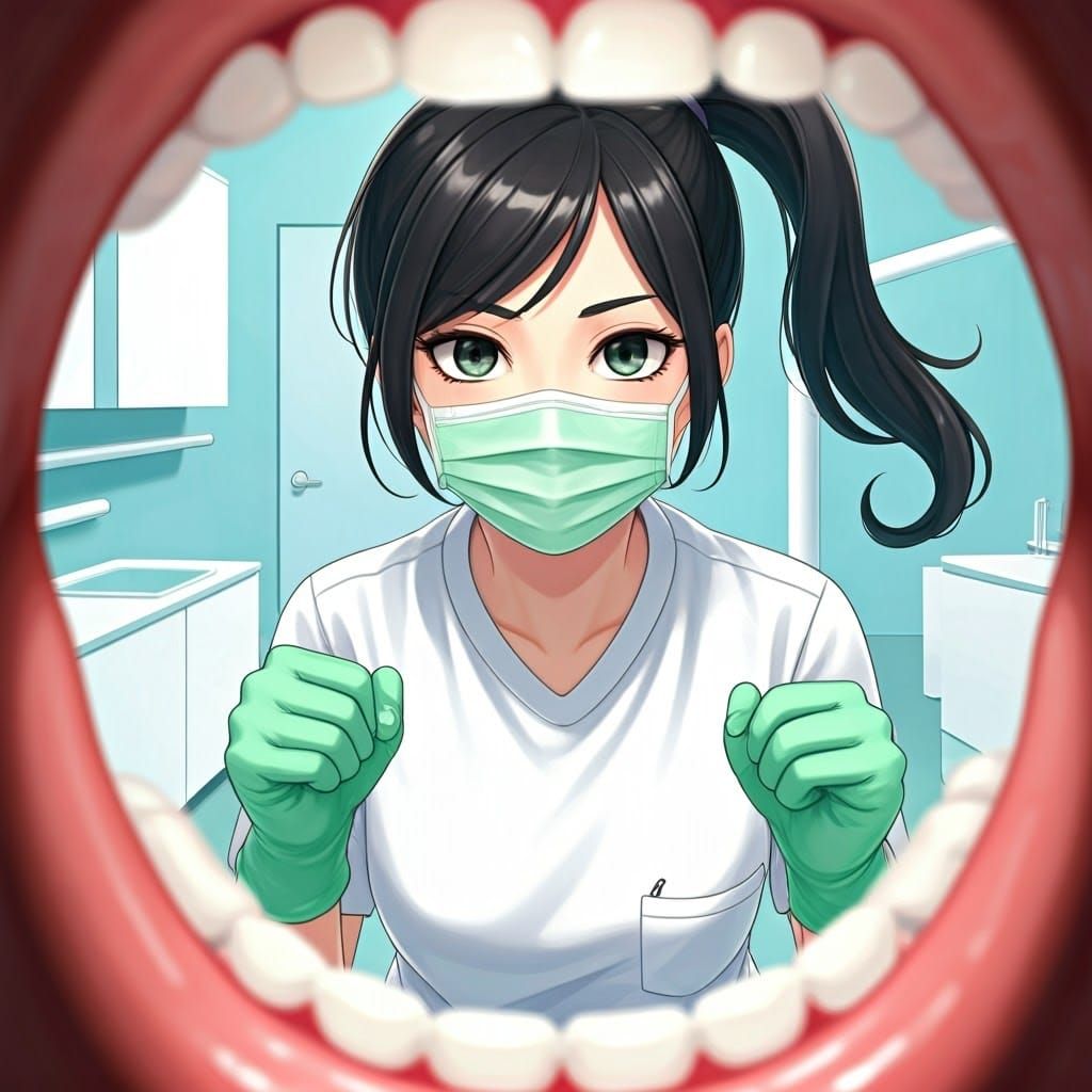 Anime Dentist View from Inside Mouth
