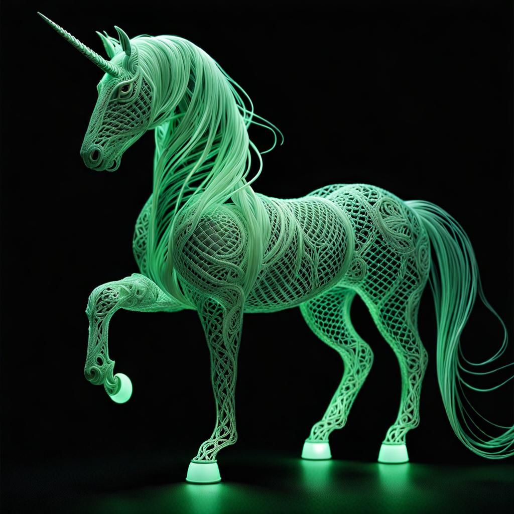 Bioluminescent Torchon Lace Unicorn Filigree