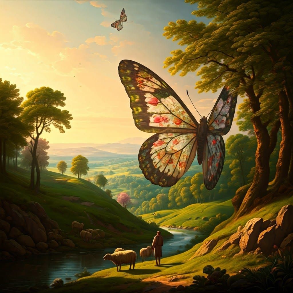 A Baroque Butterfly Perched in Springtime Splendor