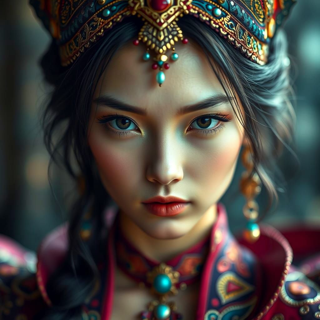 Fantasy Portrait in High-Contrast Style