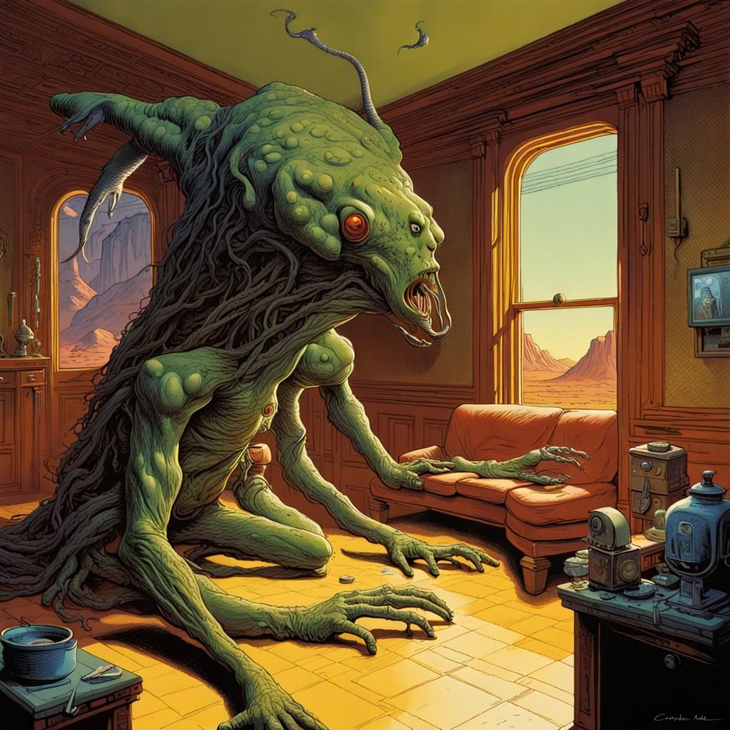 Eerie Chinchillids in Hyperdetailed Horror Illustration