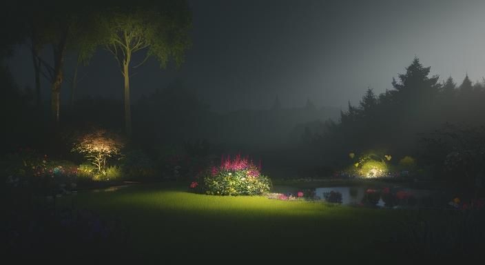 Enchanted Midnight Flower Garden in Impasto Style