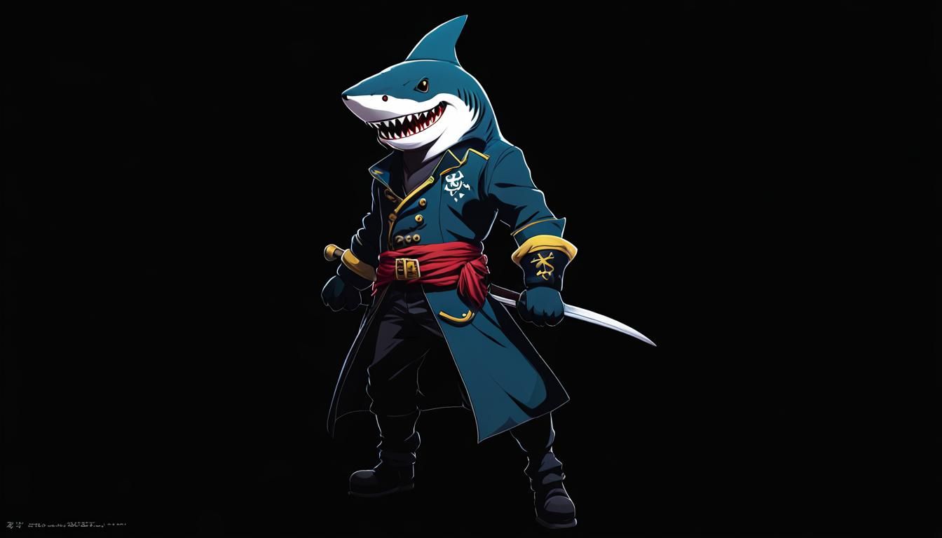 Fierce Pirate Shark in Anime Style