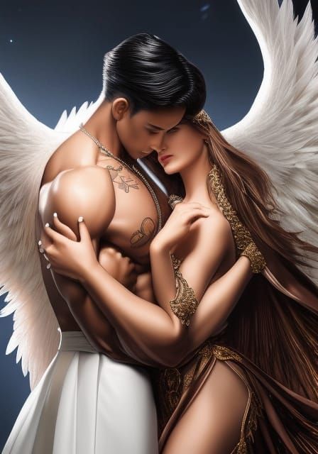 Angel with King: Vogue-Inspired Digital Art