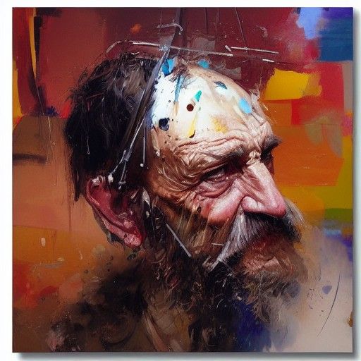 Bearded Man Portrait in Oil Painting Style