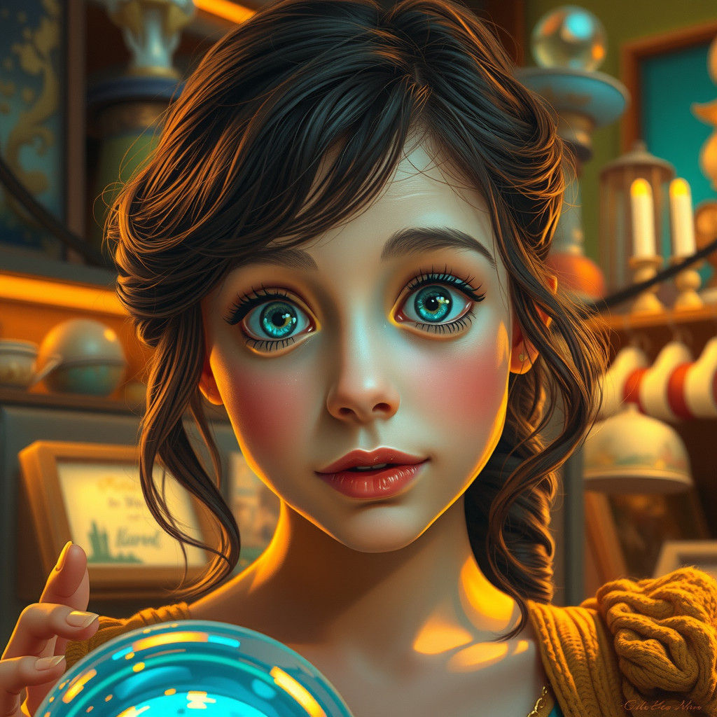 Curious Woman in Phosphorescent Light, American Realism