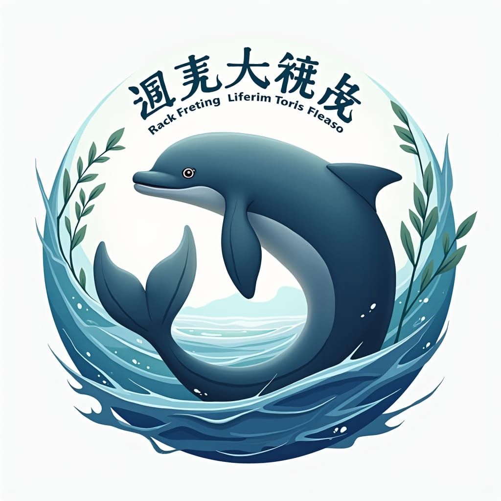 Finless Porpoise Logo in 3D Anime Style