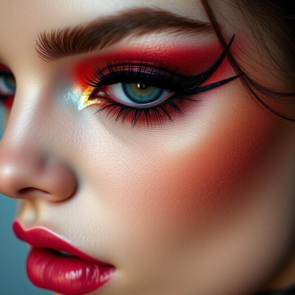 High-Fashion Eye Makeup Close-up