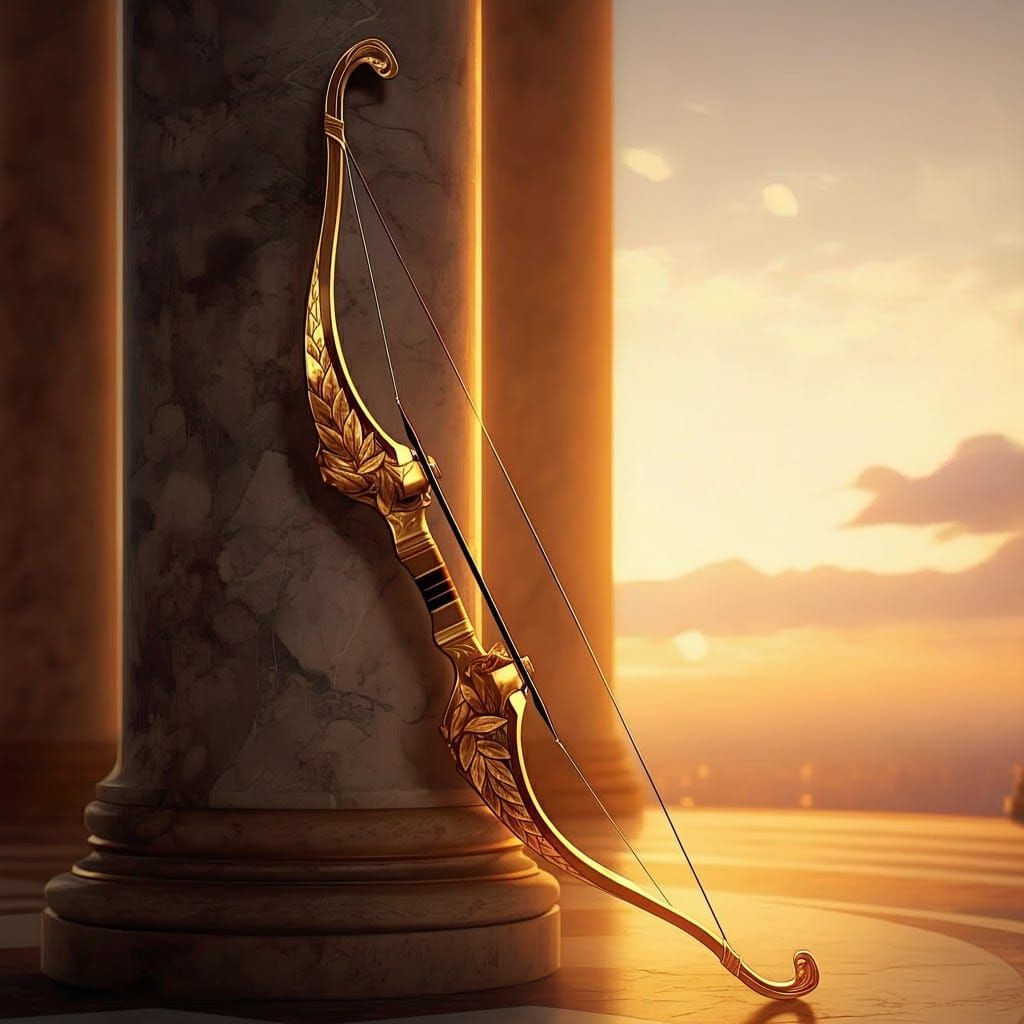 Ornate Golden Bow in Comic Book Art Style