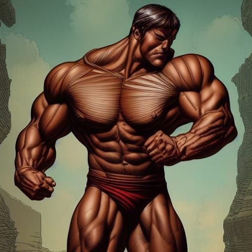 Muscular Man in Comic Book Art Style