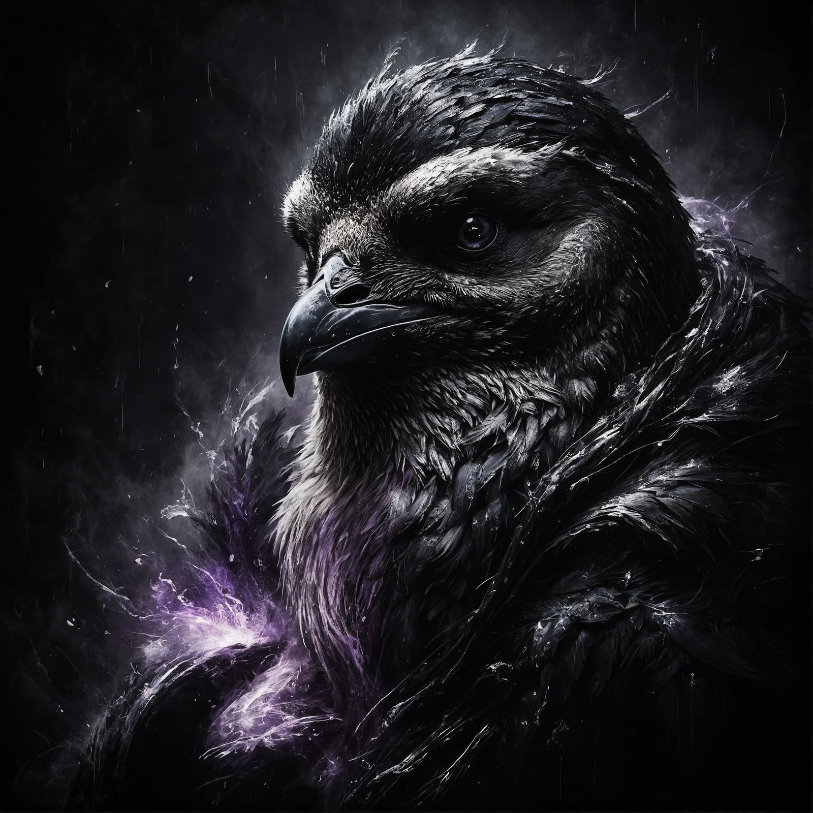 Mythical Emperor Penguin Demigod in Medieval Oil Painting St...