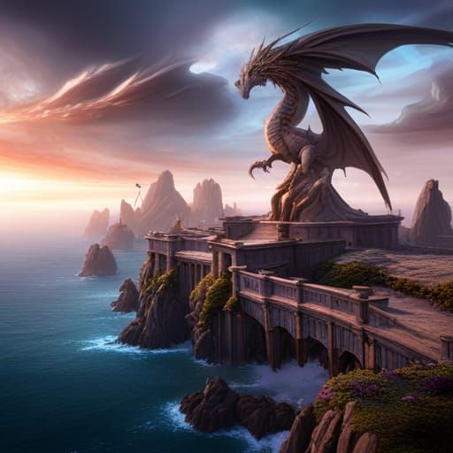 Dragon Embrace: Detailed Fantasy Concept Art