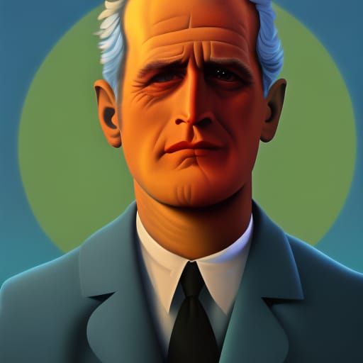Paul Newman Portrait in Surreal Magritte Style