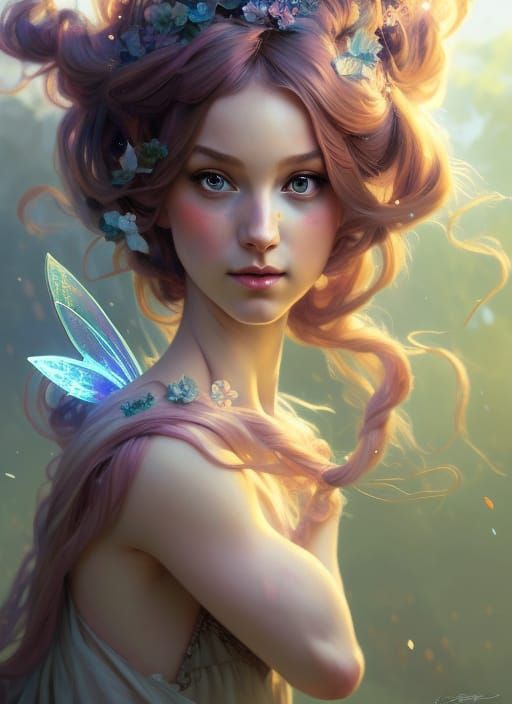 Playful Fairy Princess Portrait in Hyperdetailed Style