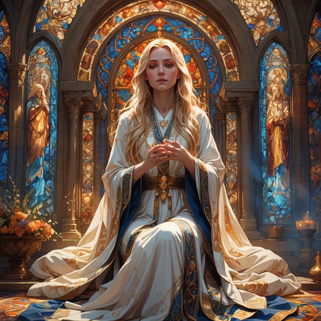 Priestess Bathed in Light: Fantastical Concept Art