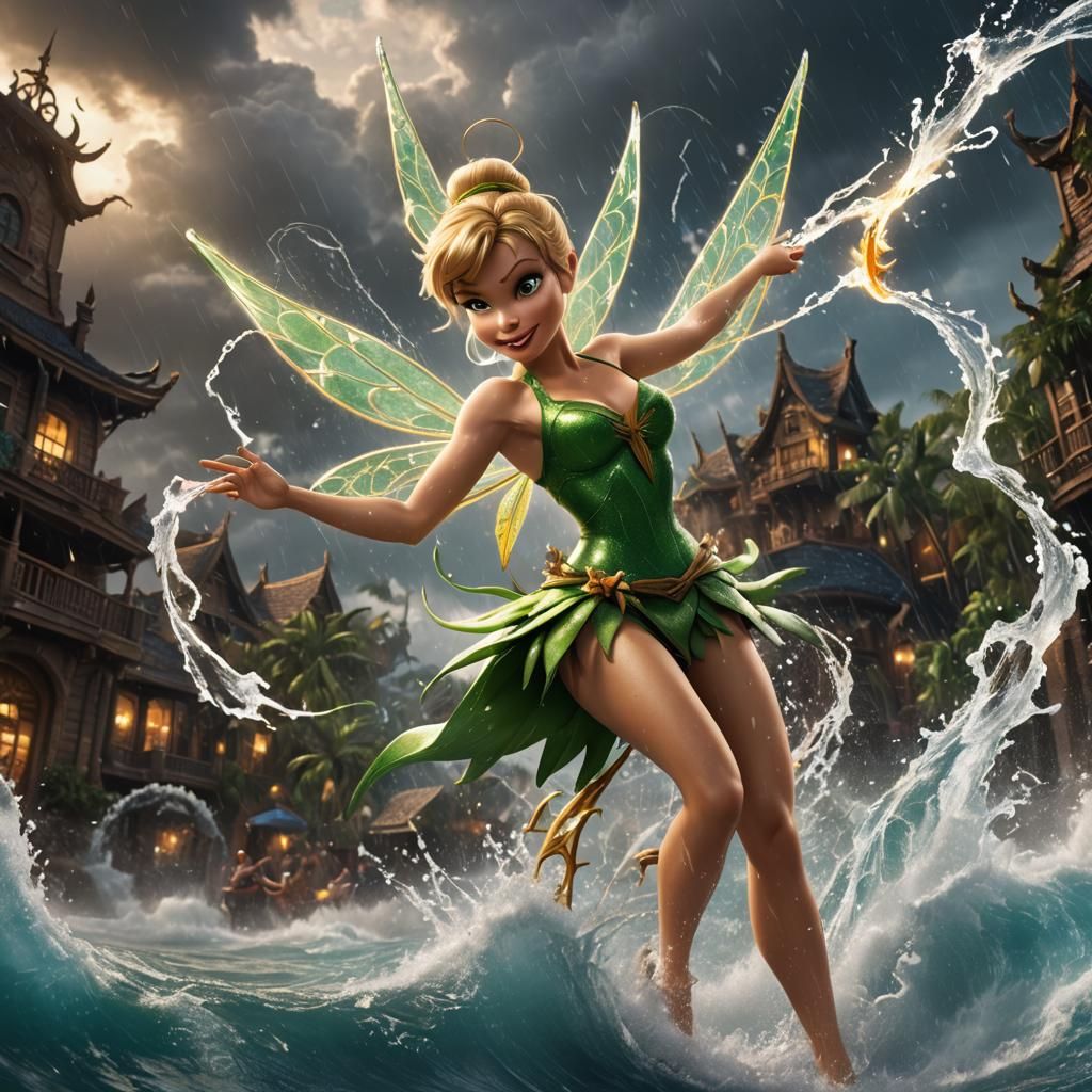 Tinkerbell Harnessing Hurricane Power in Detailed Matte Pain...
