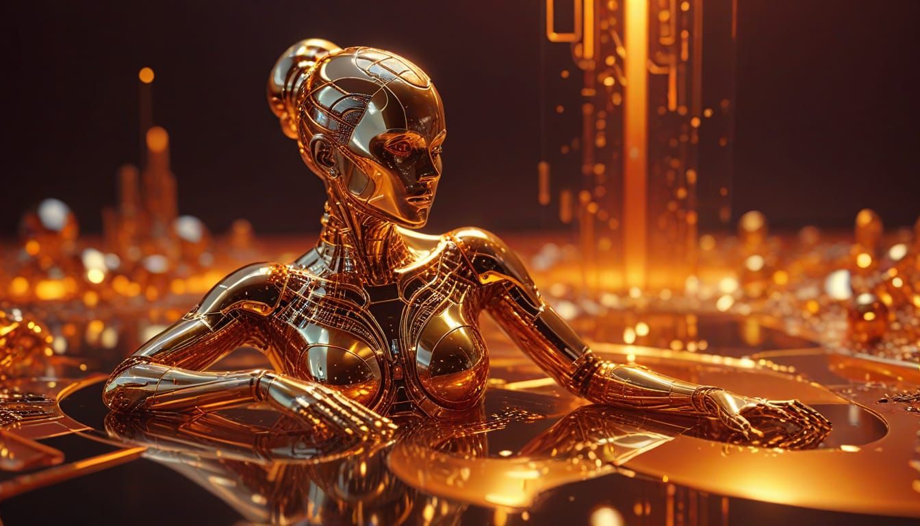 Surreal Feminine Form of Illuminated Glass and Gold