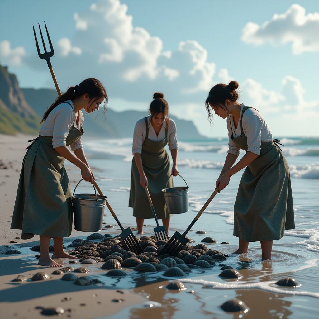 Women Digging for Clams in 1912, Futuristic Mech Details