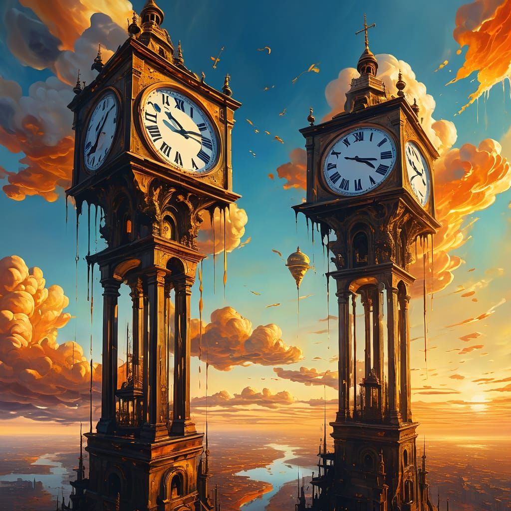 God Looks Down on Desolate World: Surrealist Oil