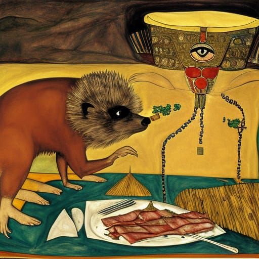 Hedgehog Tutankhamun Feast: Blake and Schiele Inspired