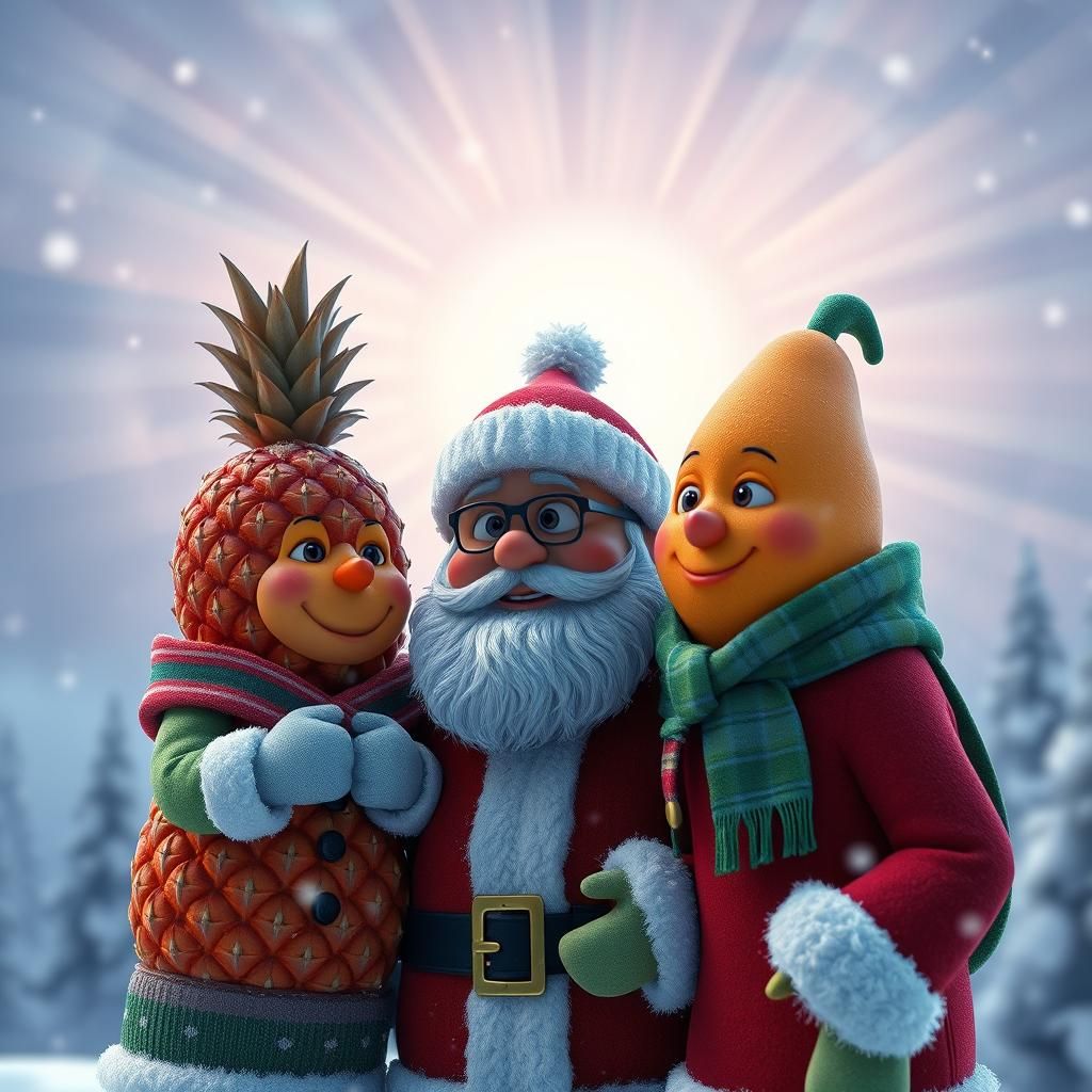 Pinny and Bana on vacation visiting Santa Claus