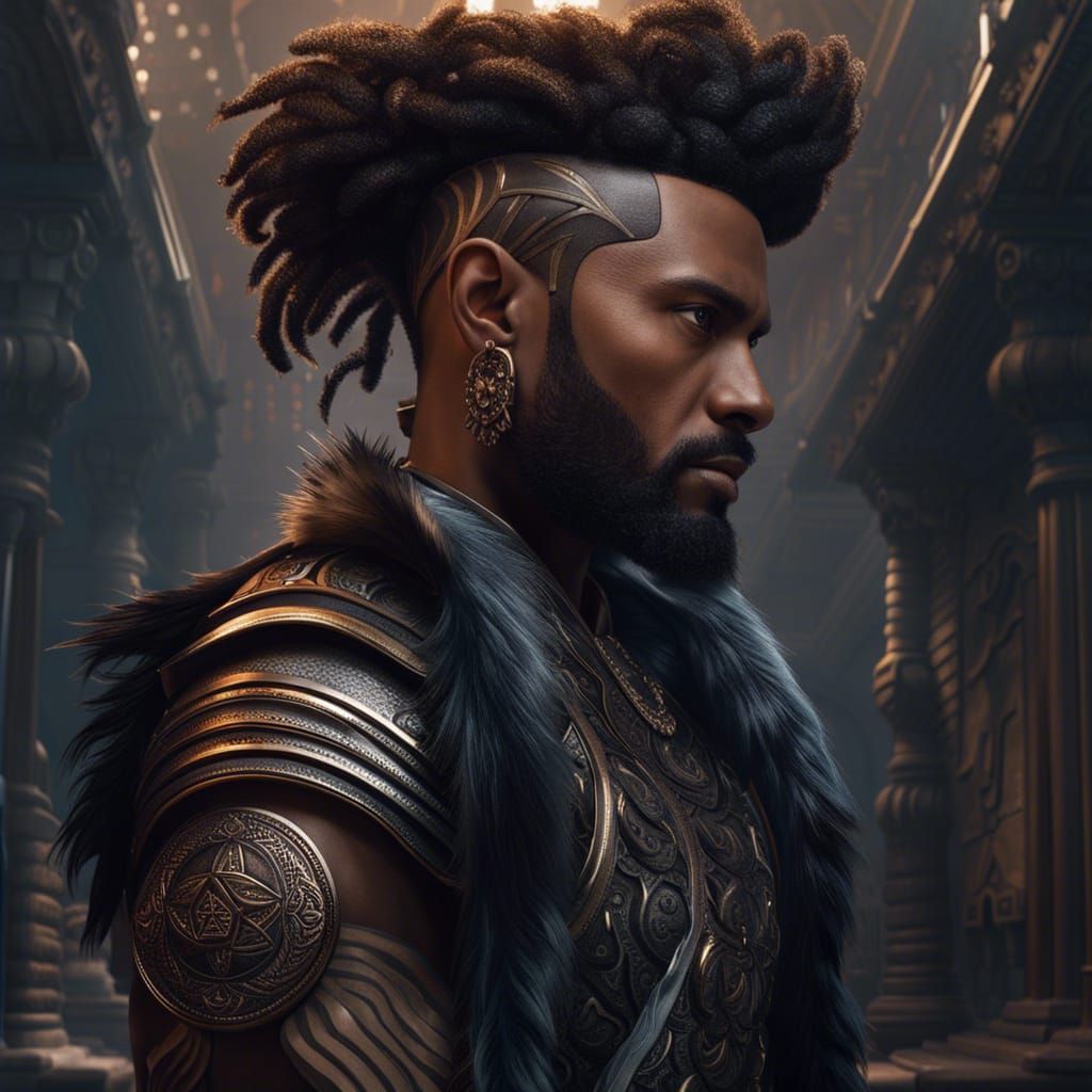 Nordic Tattoo Villain Portrait in Hyperrealistic Style