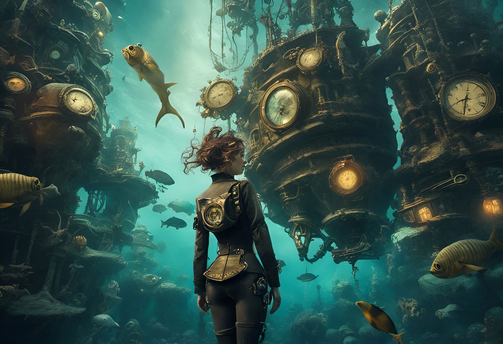 Steampunk City Under the Sea: Detailed Matte Painting