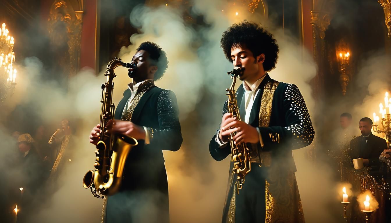 Saxophone Player in Opulent Dark Fantasy Club