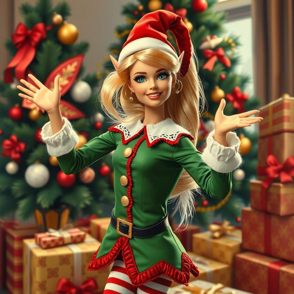 Barbie as a Dazzling Art Deco Christmas Elf