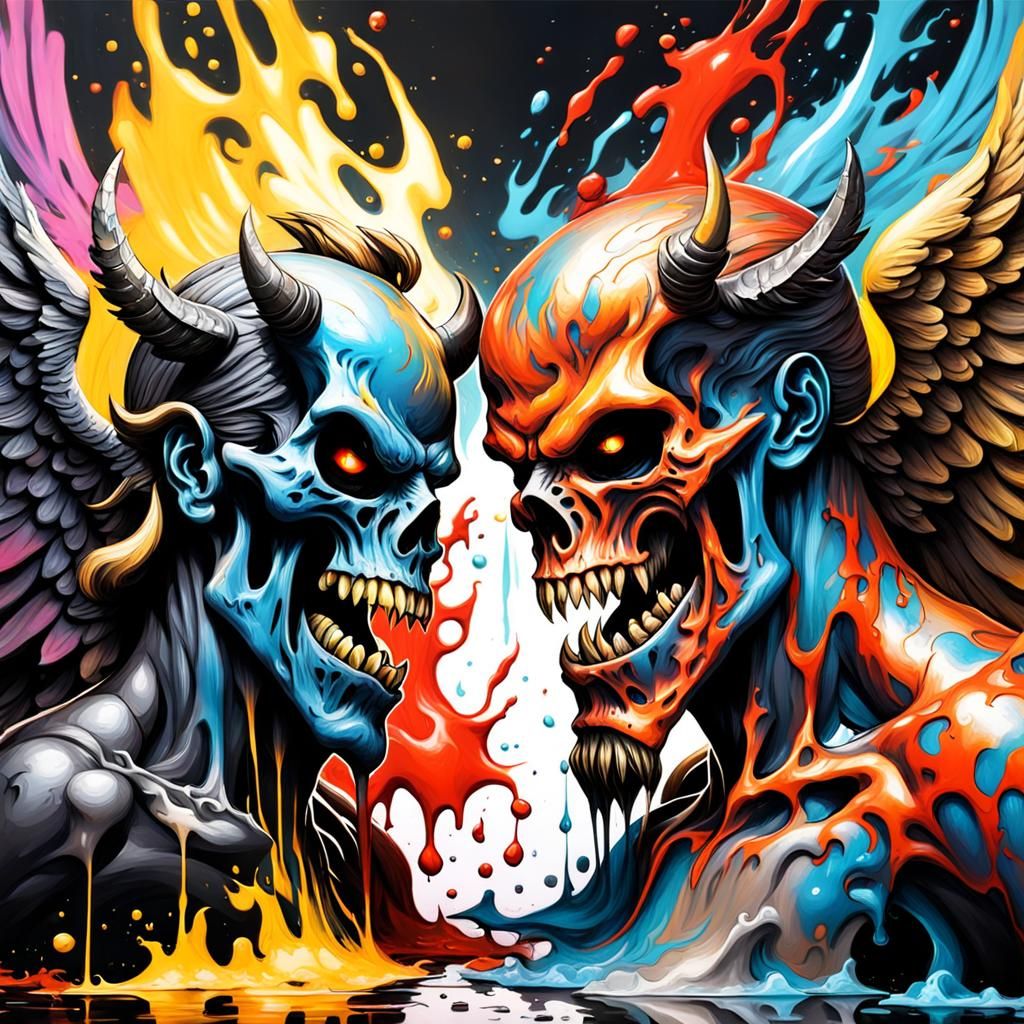 Angels and Demons Clash: A Graffiti Art Battle
