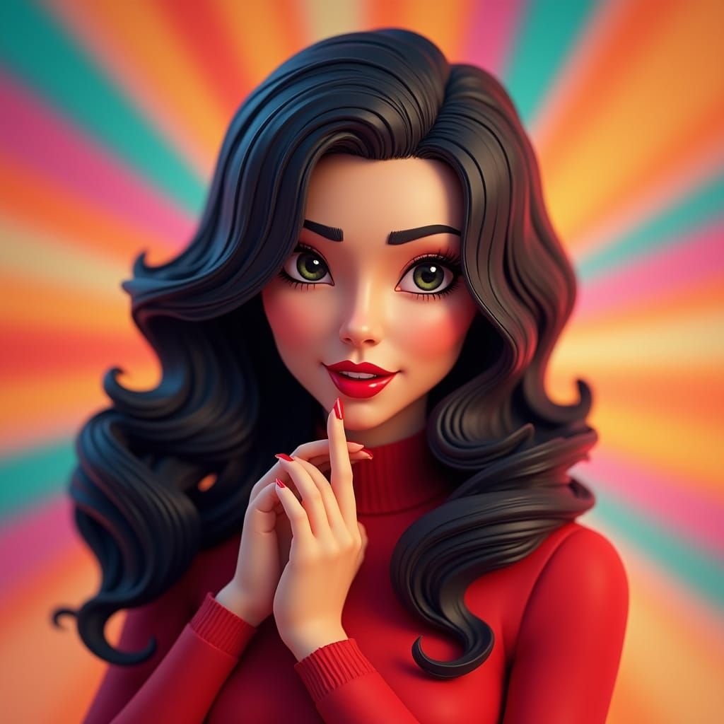 Stylish Woman Portrait in Vibrant 3D Digital Art