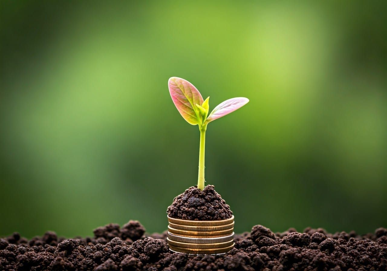 Vibrant Coin Grower in Whimsical Oil Painting