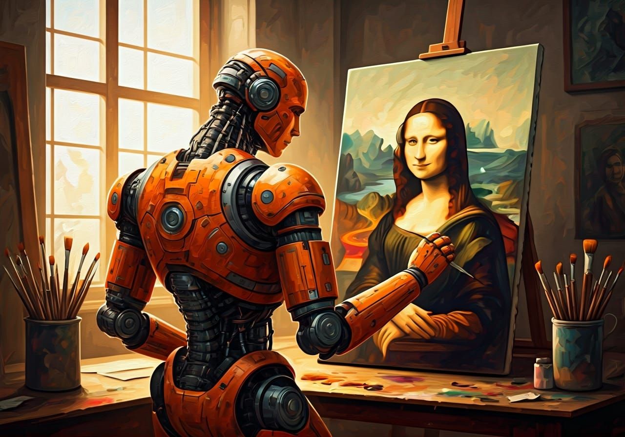 Robot Artist's Impasto Portrait of Mona Lisa