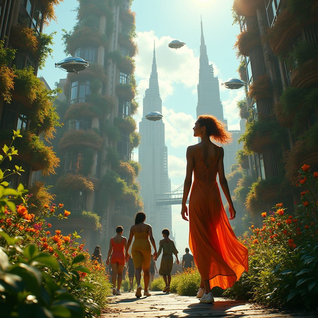 Solarpunk New York City Blooms with Life and Energy