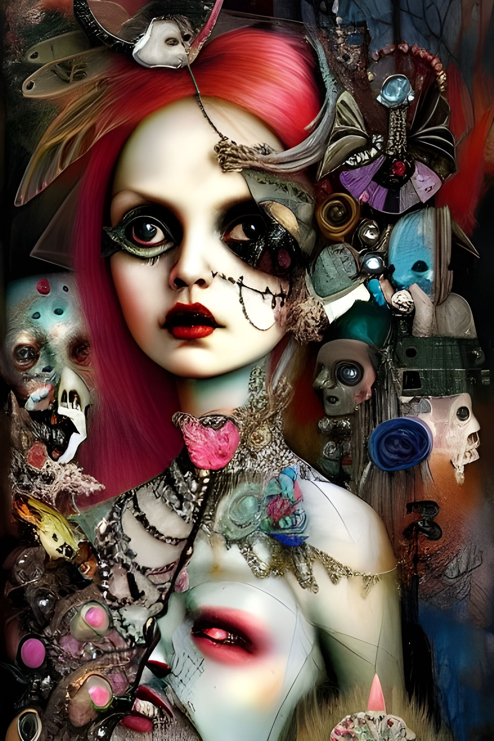 Scary Beautiful Doll with Maximalist Jewelry