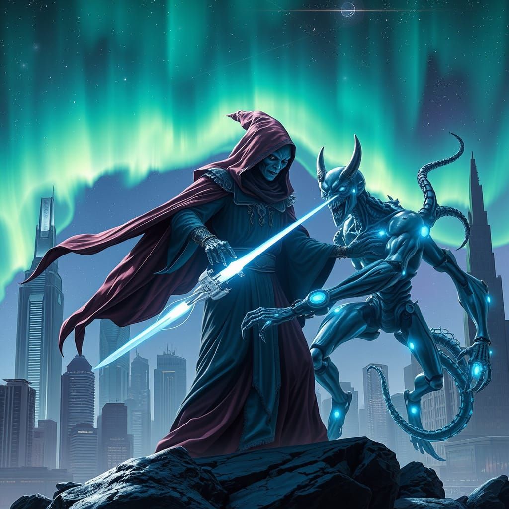 Alien Wizard vs Alien Android Demon