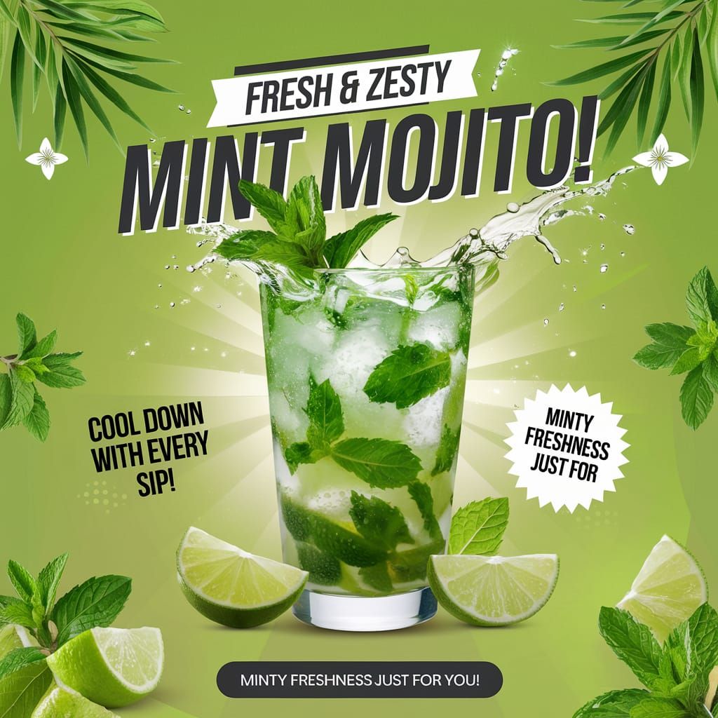 Refreshing Mint Mojito Poster with Splash Effect