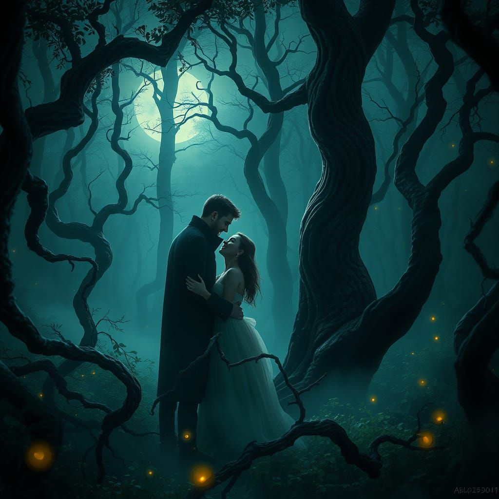 Dreamlike Lovers in a Mystical Forest