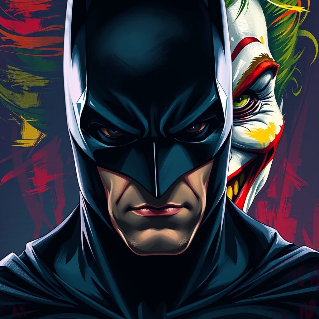 Hyperrealistic Batman vs Joker Portrait in Cinematic Style