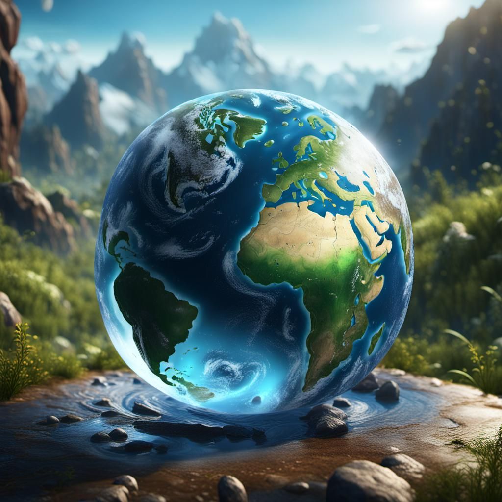 Earth Reflection in a Detailed Dewdrop