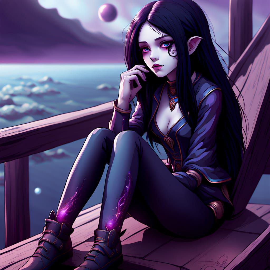 Cosmic Figure Contemplating Existence in Digital Painting