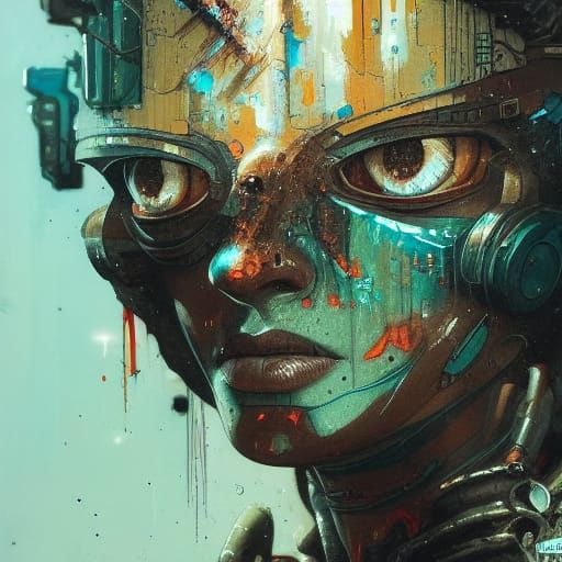 Futuristic Enforcer Portrait in Cyberpunk Art Style