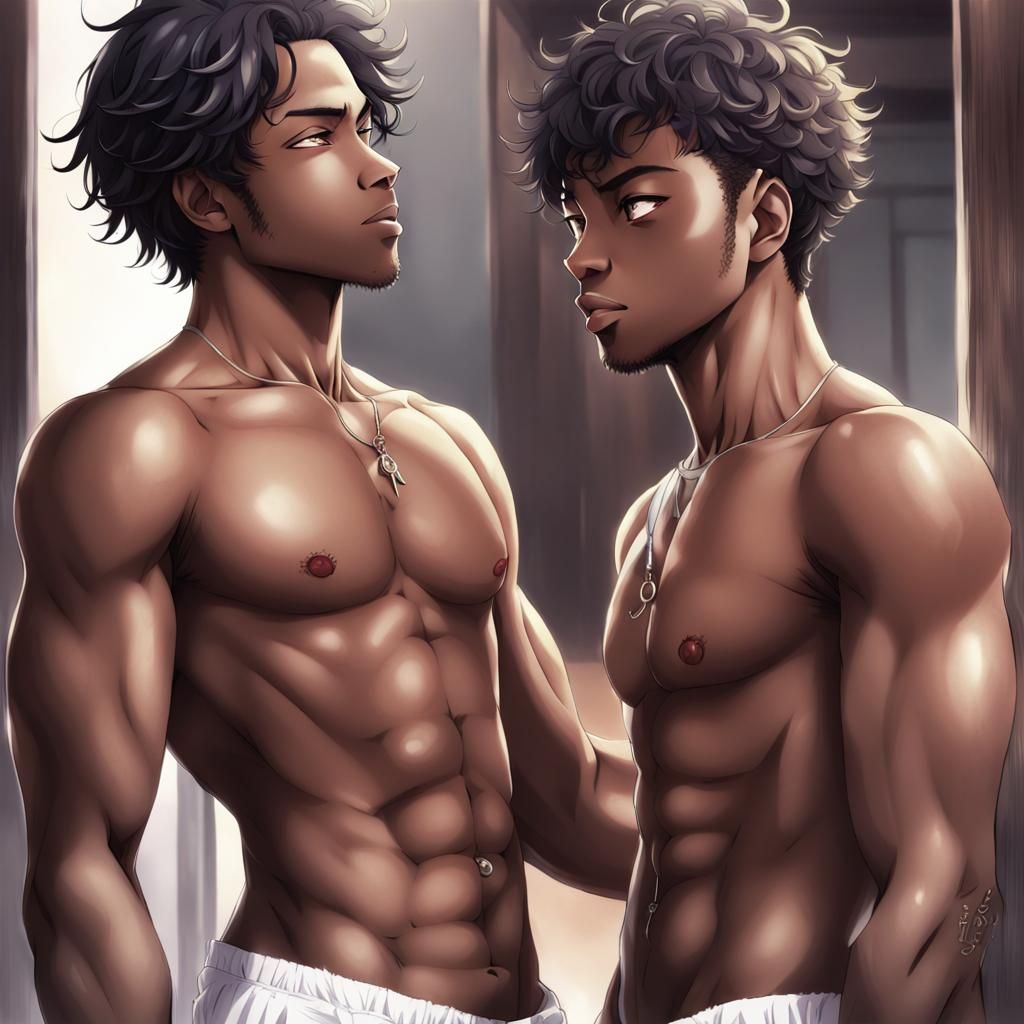Attractive Black Men in Anime Art Style