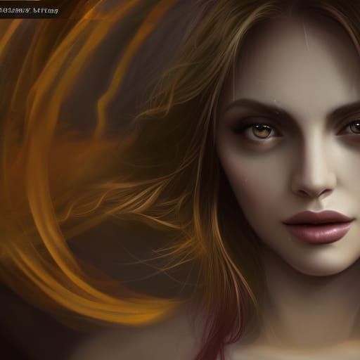 Intense Woman's Face in a Fantastical Crowd