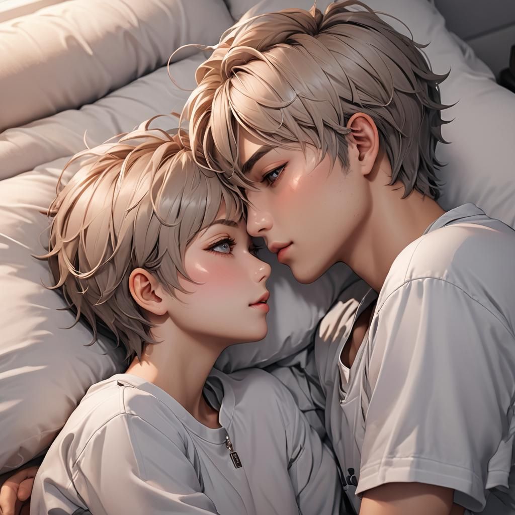 Anime Style Kiss: Detailed 3D Aesthetic Art