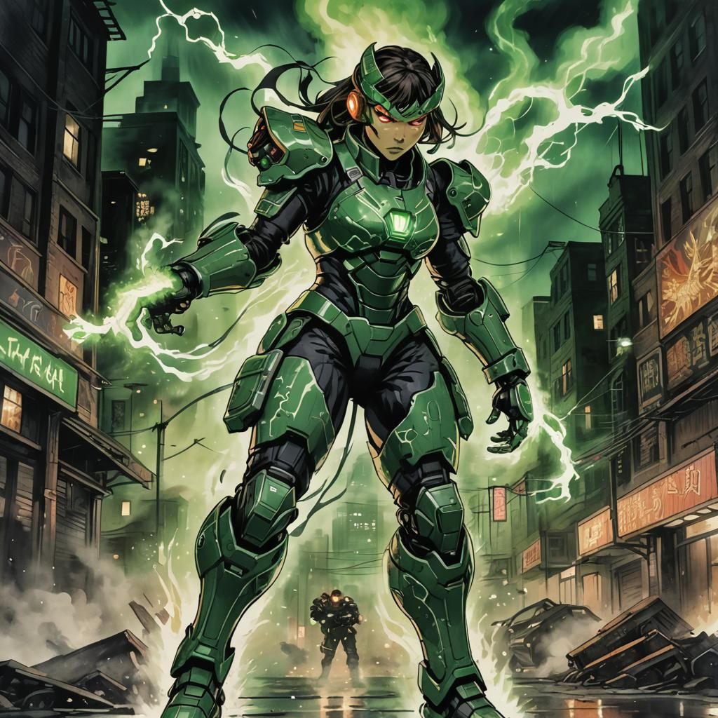 Mecha Street Fighter Wields Magic in Anime Style